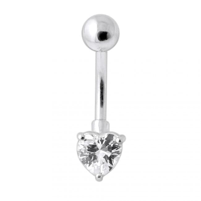 925 Sterling Silver Single Heart Jewelled Navel Banana - Monster Piercing