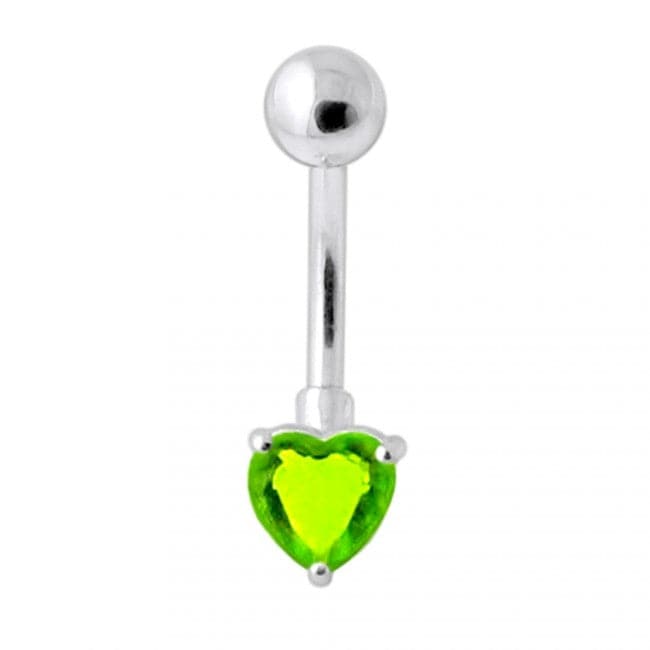 925 Sterling Silver Single Heart Jewelled Navel Banana - Monster Piercing