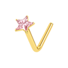 9K Gold Pink Stone L-Shape Nose Stud