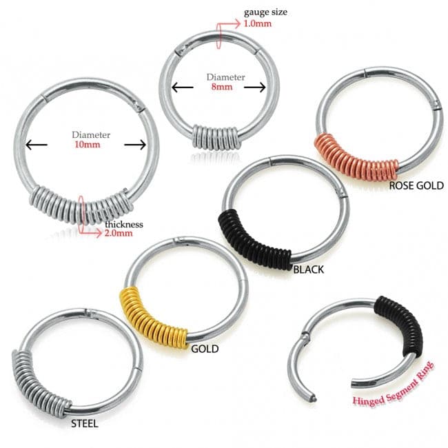 316L Surgical Steel Hinged Segment Ring with Spring - Monster Piercing