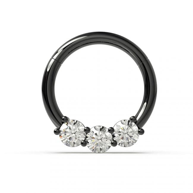 316L Surgical Steel Prong Set Clear CZ Stones Hinged Segment Clicker Ring - Monster Piercing