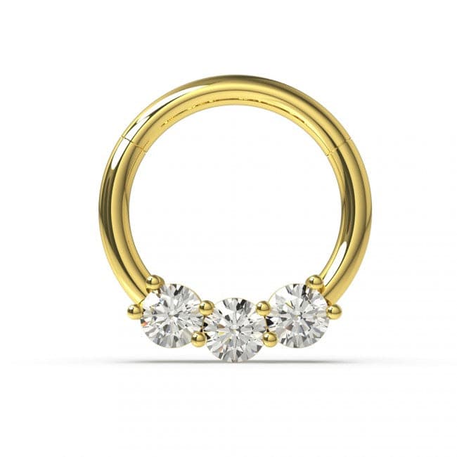 316L Surgical Steel Prong Set Clear CZ Stones Hinged Segment Clicker Ring - Monster Piercing
