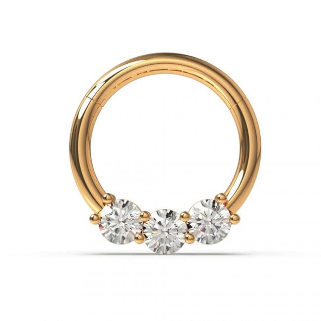 316L Surgical Steel Prong Set Clear CZ Stones Hinged Segment Clicker Ring - Monster Piercing