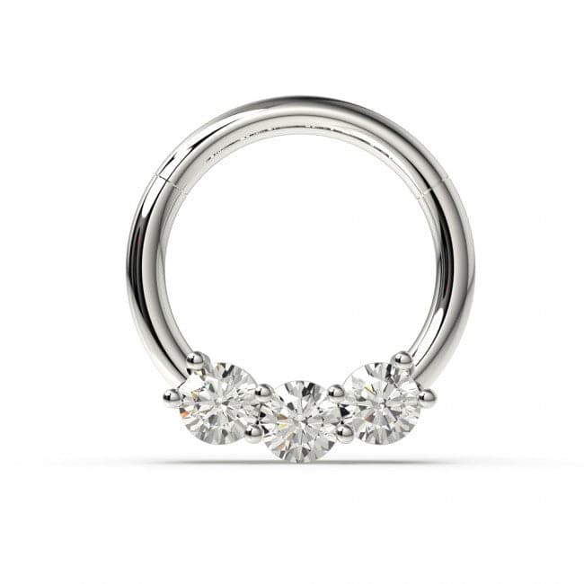 316L Surgical Steel Prong Set Clear CZ Stones Hinged Segment Clicker Ring - Monster Piercing