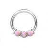 316L Surgical Steel Triple Opal Studded Hinged Segment Clicker Ring