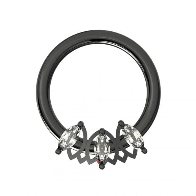 Triple Marquise CZ Stone Segment Clicker Ring - Monster Piercing