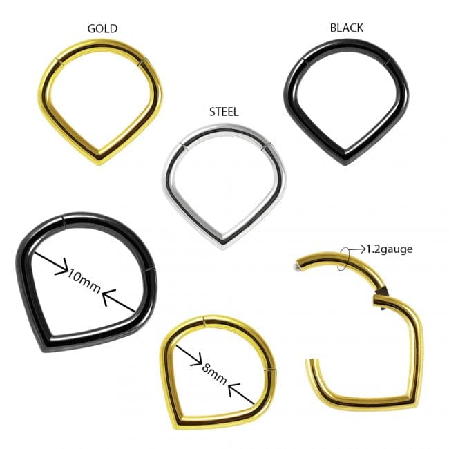 316L Surgical Steel V-Shape Hinged Segment Ring - Monster Piercing