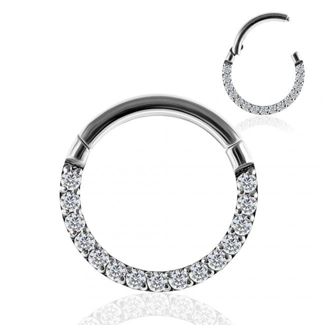 316L Surgical Steel Pave Crystal Hinged Clicker - Monster Piercing