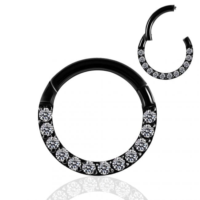 316L Surgical Steel Pave Crystal Hinged Clicker - Monster Piercing