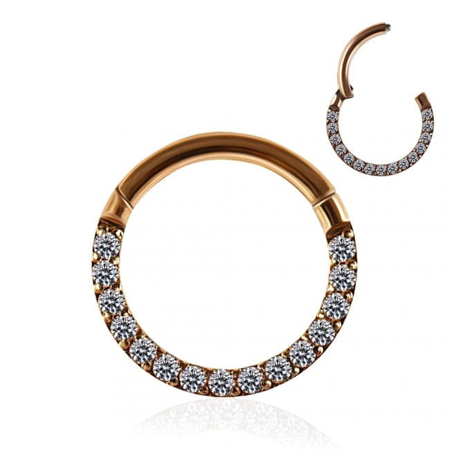 316L Surgical Steel Pave Crystal Hinged Clicker - Monster Piercing