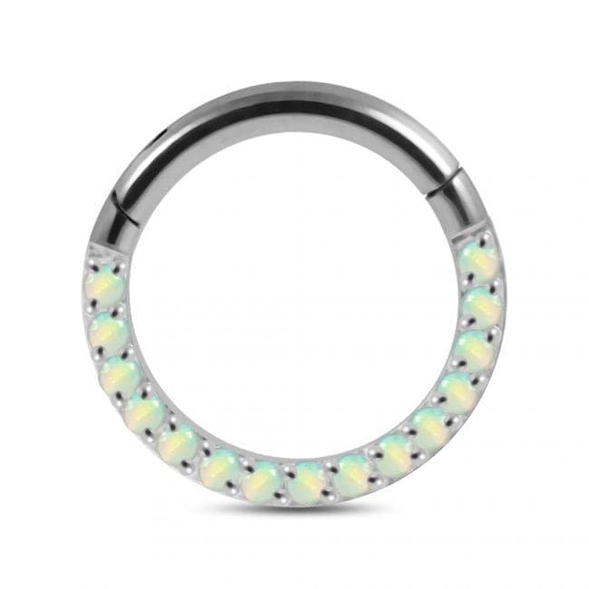 316L Surgical Steel Opal Studded Hinged Clicker Segment Ring - Monster Piercing