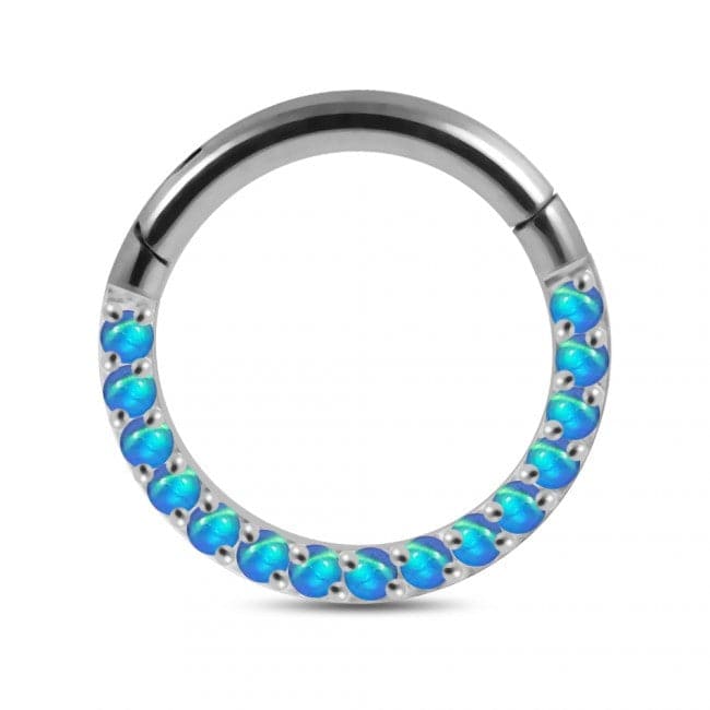 316L Surgical Steel Opal Studded Hinged Clicker Segment Ring - Monster Piercing