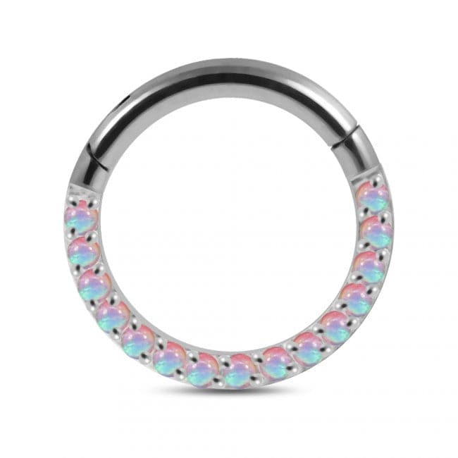 316L Surgical Steel Opal Studded Hinged Clicker Segment Ring - Monster Piercing