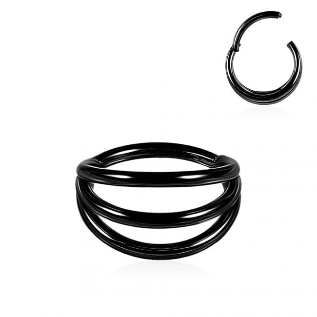 316L Surgical Steel Triple Stack Hinged Segment Clicker Ring - Monster Piercing