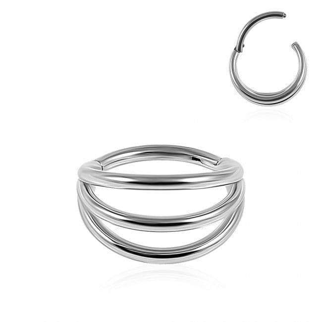 316L Surgical Steel Triple Stack Hinged Segment Clicker Ring - Monster Piercing