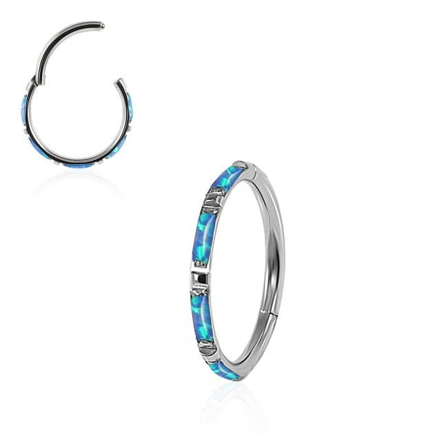 316L Surgical Steel Opal Studded Hinged Segment Clicker Ring - Monster Piercing