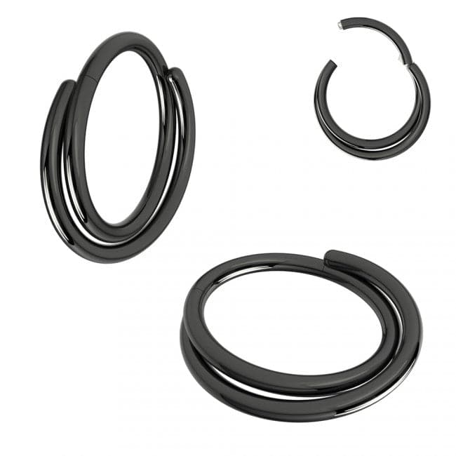 316L Surgical Steel Double Row Twisted Hinged Segment Clicker Ring - Monster Piercing