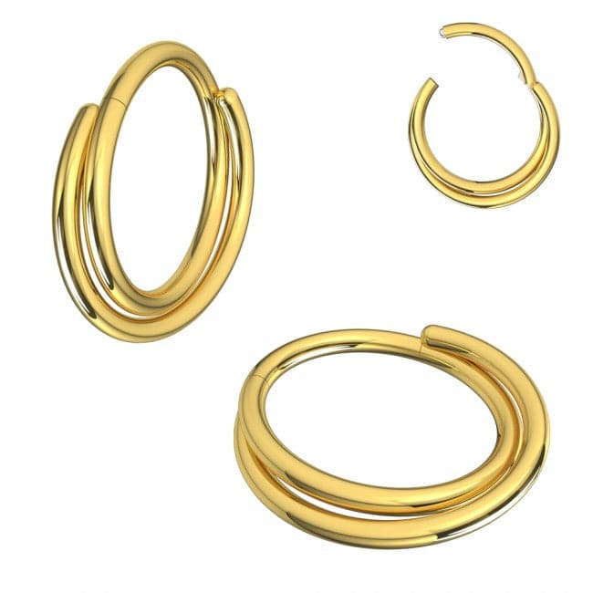 316L Surgical Steel Double Row Twisted Hinged Segment Clicker Ring - Monster Piercing