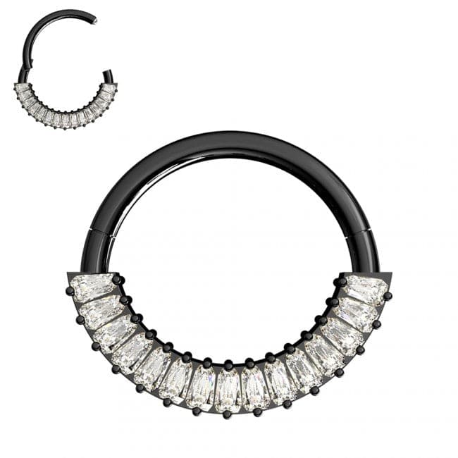 316L Surgical Steel CZ Jewelled 316L Hinged Segment Clicker Ring - Monster Piercing