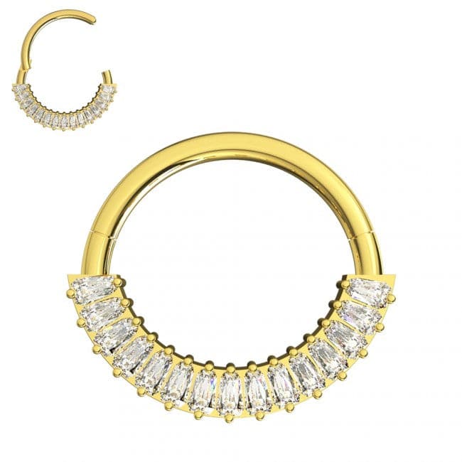 316L Surgical Steel CZ Jewelled 316L Hinged Segment Clicker Ring - Monster Piercing