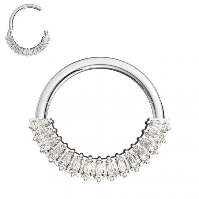 316L Surgical Steel CZ Jewelled 316L Hinged Segment Clicker Ring - Monster Piercing