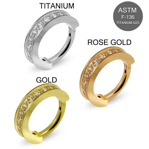G23 Titanium CZ Jewelled Hinged Clicker Segment Ring - Monster Piercing