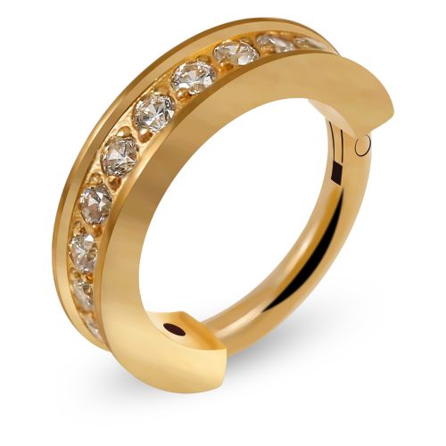 G23 Titanium CZ Jewelled Hinged Clicker Segment Ring - Monster Piercing
