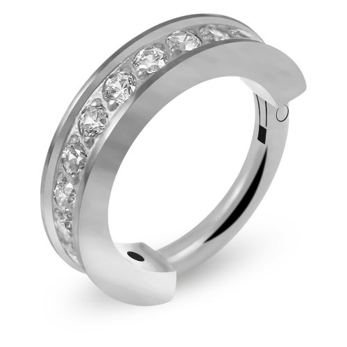G23 Titanium CZ Jewelled Hinged Clicker Segment Ring - Monster Piercing