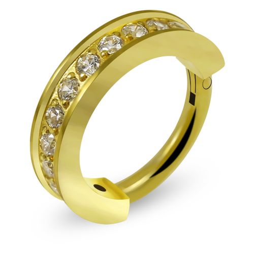 G23 Titanium CZ Jewelled Hinged Clicker Segment Ring - Monster Piercing