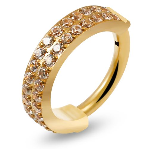 G23 Titanium Double Row CZ Jewelled Hinged Clicker Segment Ring - Monster Piercing