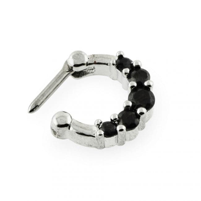 316L Surgical Steel Five Pronged Black CZs Septum Clicker Ring - Monster Piercing