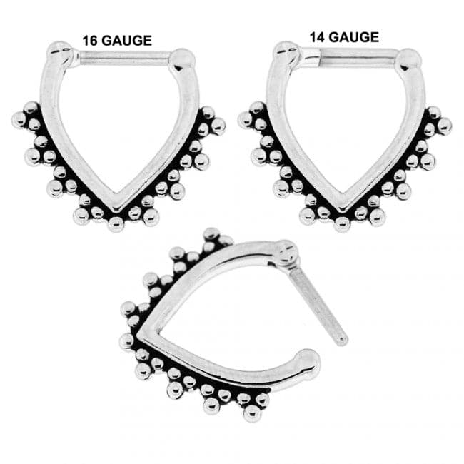 316L Surgical Steel Tribal Dots V Shape Septum Clicker Ring - Monster Piercing