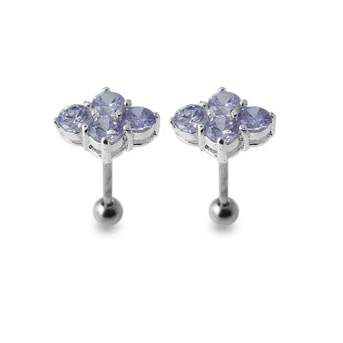 925 Sterling Silver Multi Jewelled Ear Stud - Monster Piercing