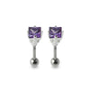 925 Sterling Silver Jewelled Square Ear Stud