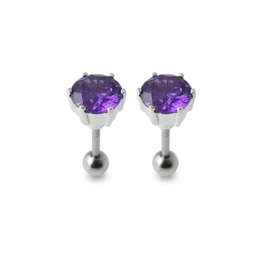 925 Sterling Silver Silver Stud with Zirconia Stone - Monster Piercing