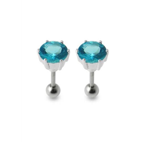925 Sterling Silver Silver Stud with Zirconia Stone - Monster Piercing
