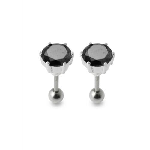 925 Sterling Silver Silver Stud with Zirconia Stone - Monster Piercing