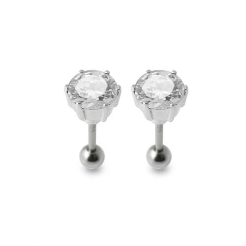 925 Sterling Silver Silver Stud with Zirconia Stone - Monster Piercing