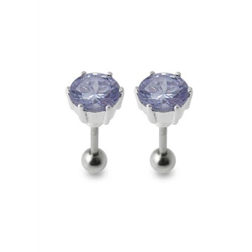925 Sterling Silver Silver Stud with Zirconia Stone - Monster Piercing