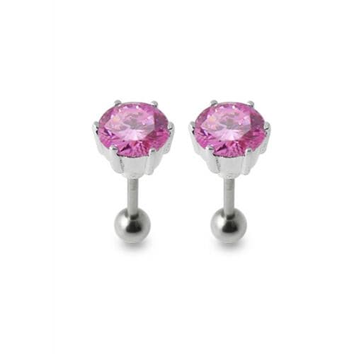 925 Sterling Silver Silver Stud with Zirconia Stone - Monster Piercing