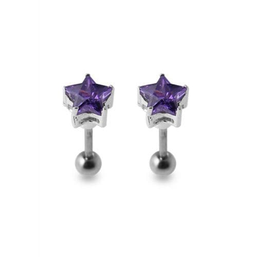 925 Sterling Silver Star Jewelled Ear Stud - Monster Piercing