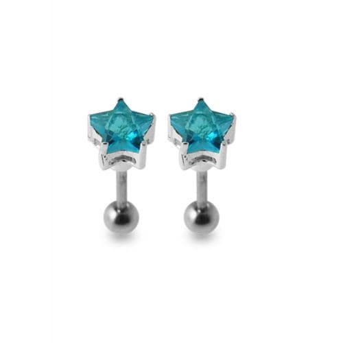 925 Sterling Silver Star Jewelled Ear Stud - Monster Piercing