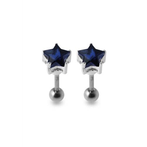 925 Sterling Silver Star Jewelled Ear Stud - Monster Piercing