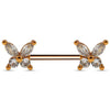 316L Surgical Steel Butterfly Jewelled Nipple Bar