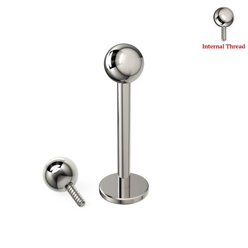 G23 Titanium Plain Ball Internally Threaded Labret Studs - Monster Piercing