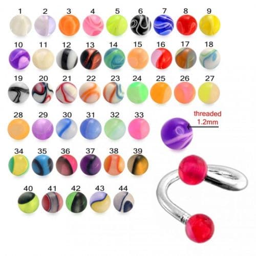 316L Surgical Steel Twisted Barbell With Marble UV Balls (Pack of 10) - Monster Piercing