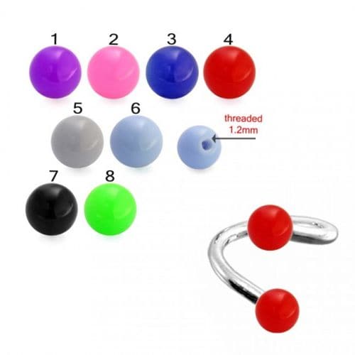 Steel Eyebrow Twisted Barbell with UV Colour Piercing Balls (Pack of 10) - Monster Piercing