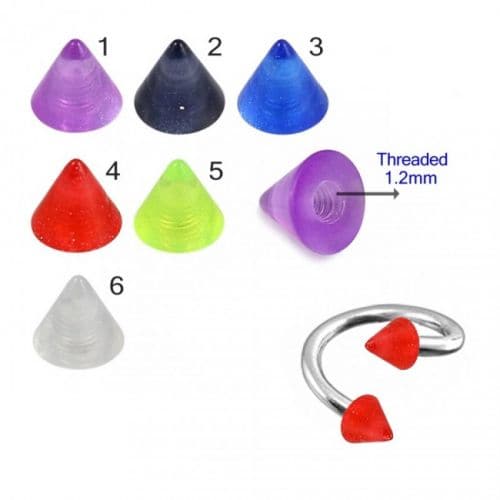 316L Surgical Steel Twisted Barbell With Glossy UV Cones (Pack of 10) - Monster Piercing