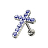 925 Sterling Silver CZ Jewelled Cross Cartilage Ear Stud