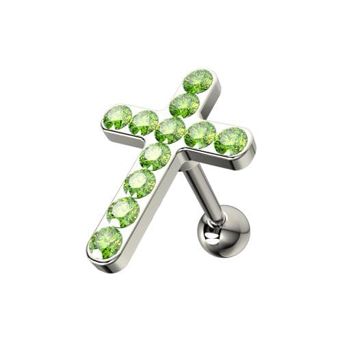 925 Sterling Silver CZ Jewelled Cross Cartilage Ear Stud - Monster Piercing